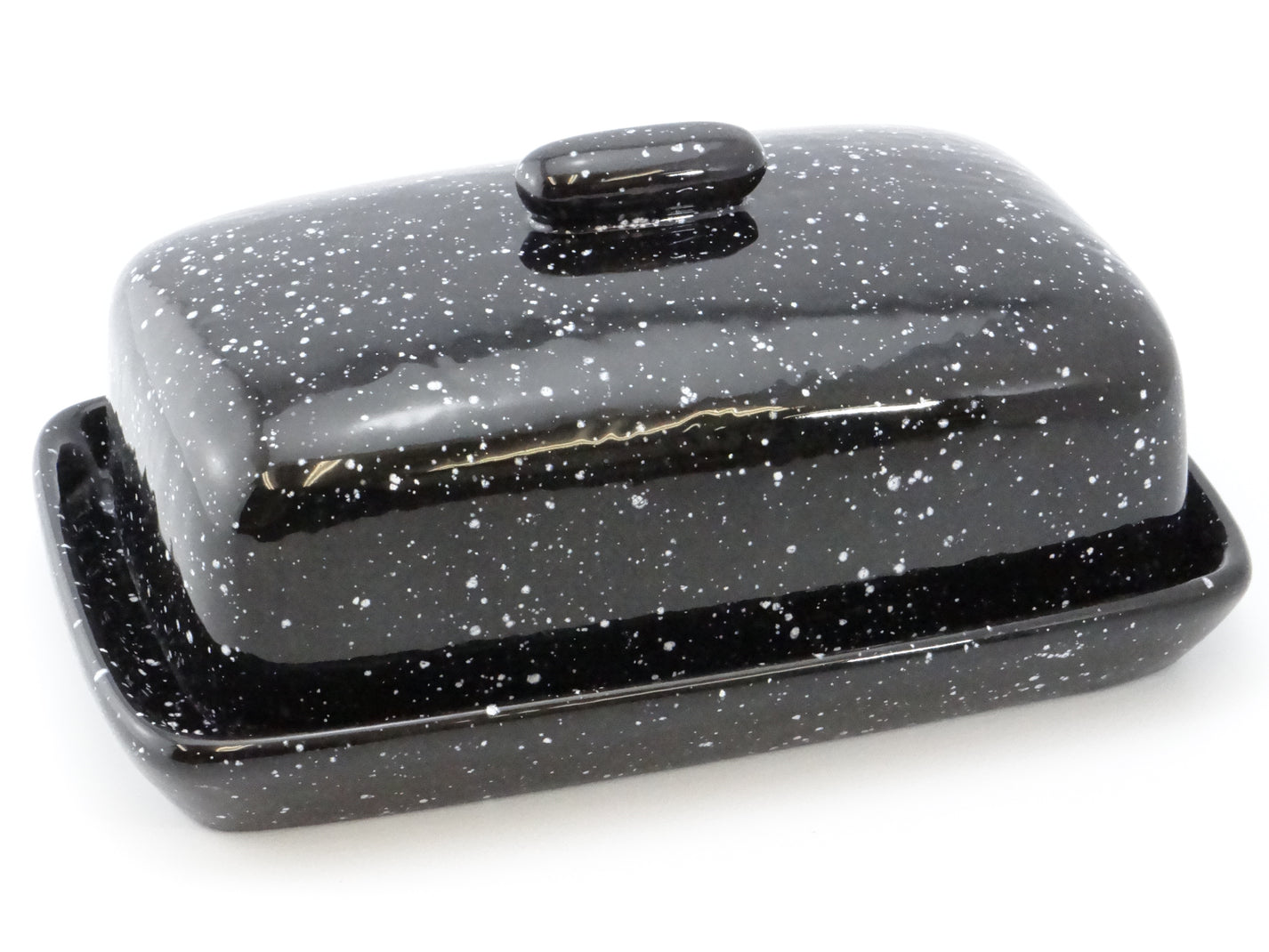 Butter Dish in Speckled Black PeterBowenArt
