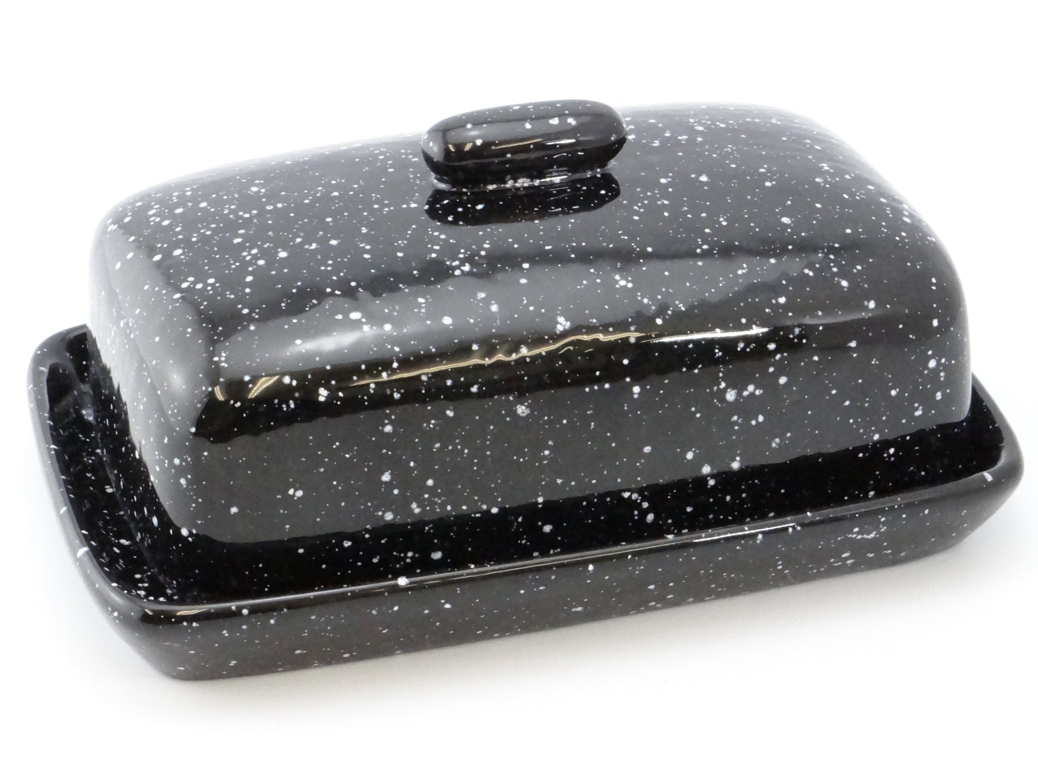 Handmade Ceramic Speckled Black Butter Dish Peter Bowen Art