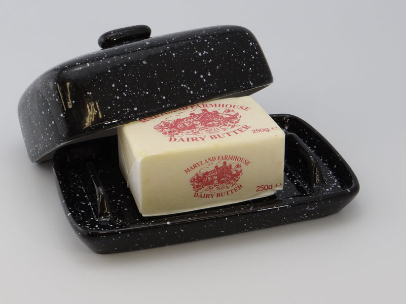 Butter Dish in Speckled Black PeterBowenArt