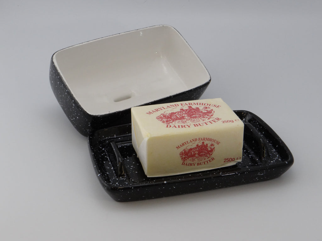 Handmade Ceramic Speckled Black Butter Dish Peter Bowen Art