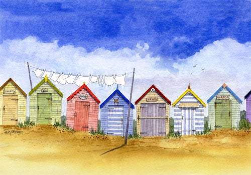 Art Print Southwold Beach Huts - PeterBowenArt