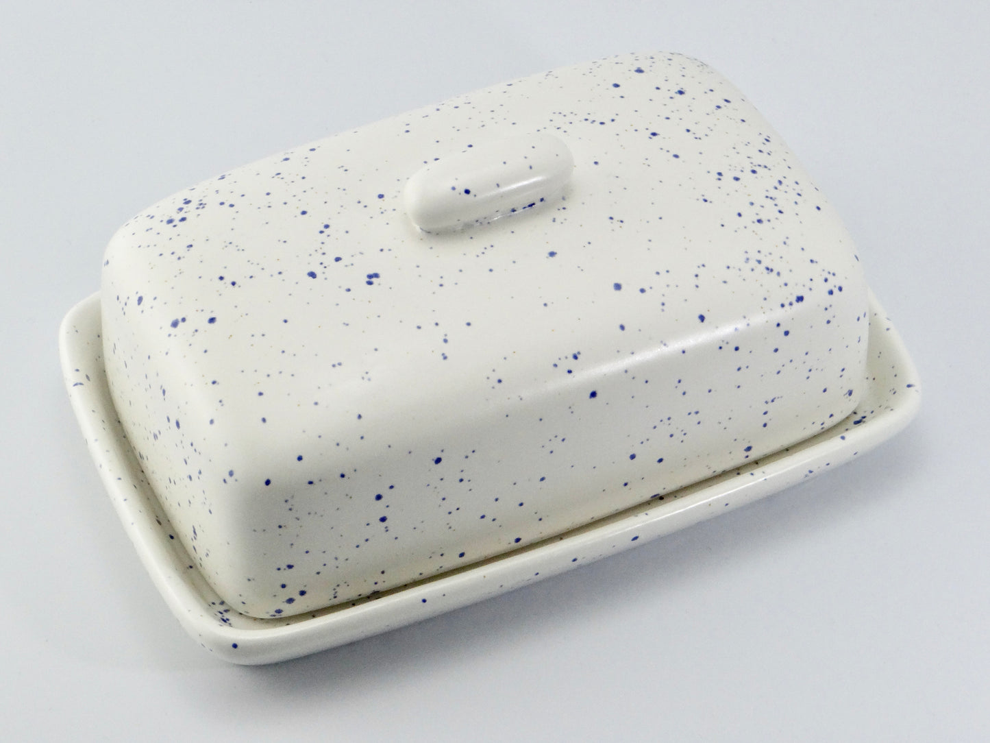 Butter Dish and Sugar Bowl Set - Light Blue Speckled Glaze - PeterBowenArt