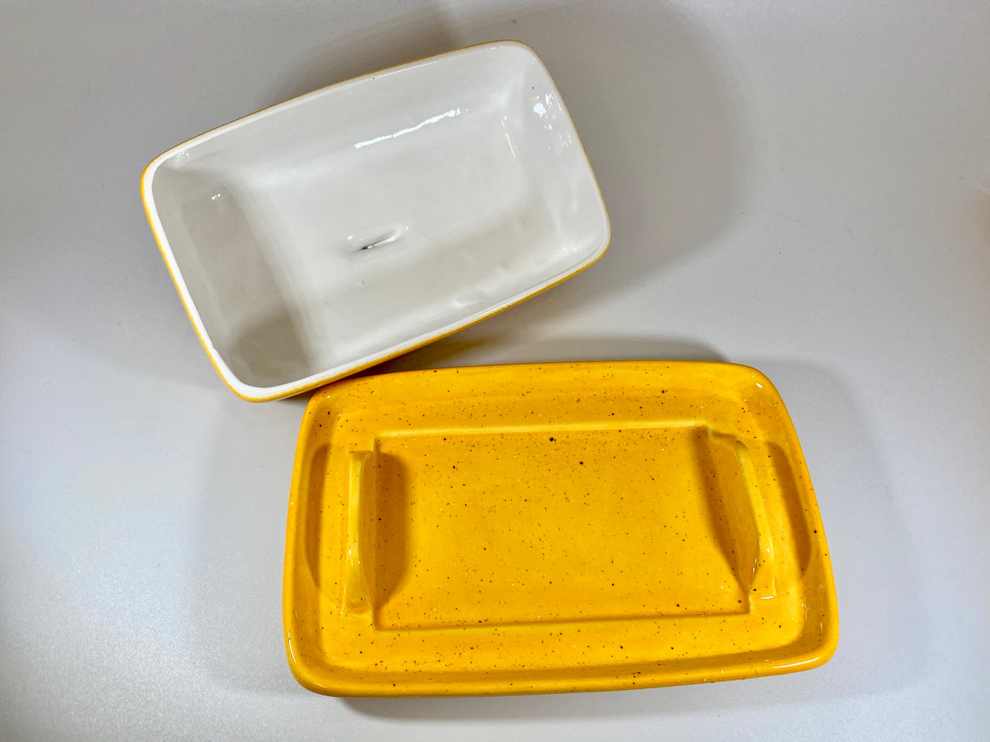 Speckled Yellow Butter Dish and Spoon Rest - PeterBowenArt