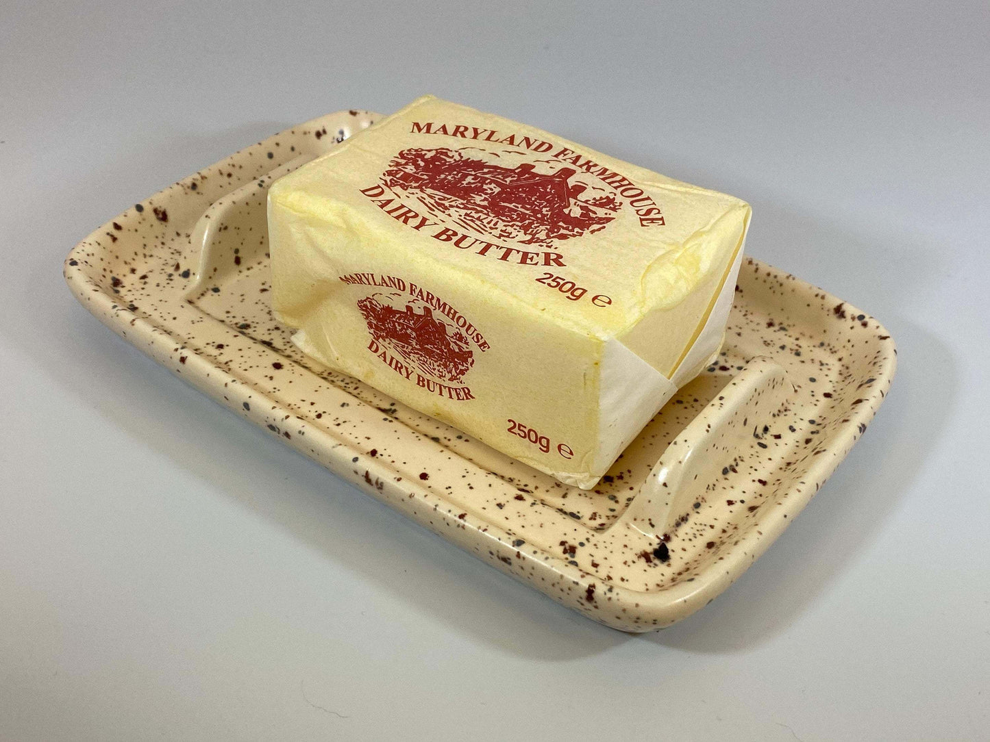 Handmade Butter Dish, Butter Keeper - Speckled Honey Glaze - PeterBowenArt