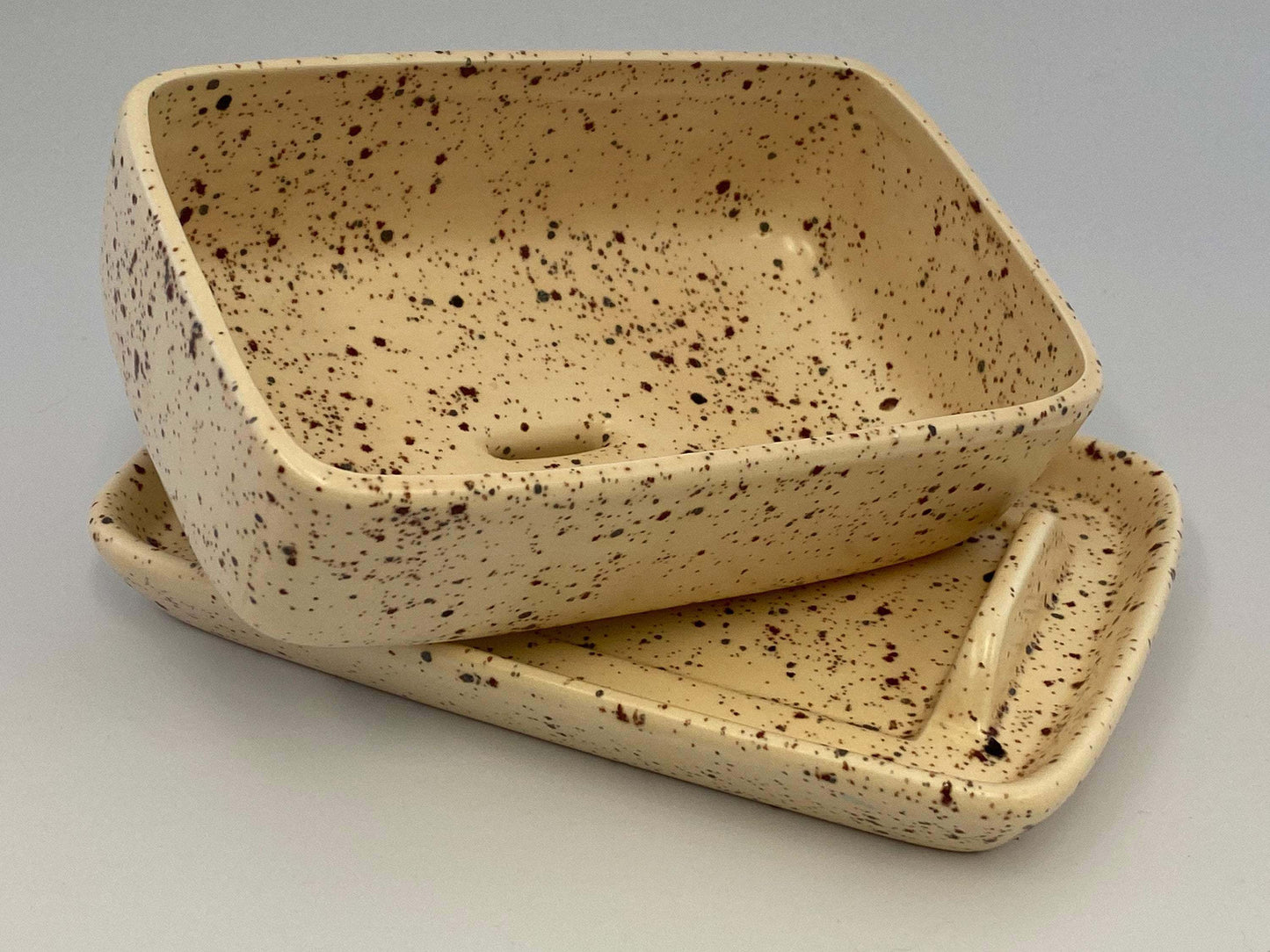 Handmade Butter Dish, Butter Keeper - Speckled Honey Glaze - PeterBowenArt