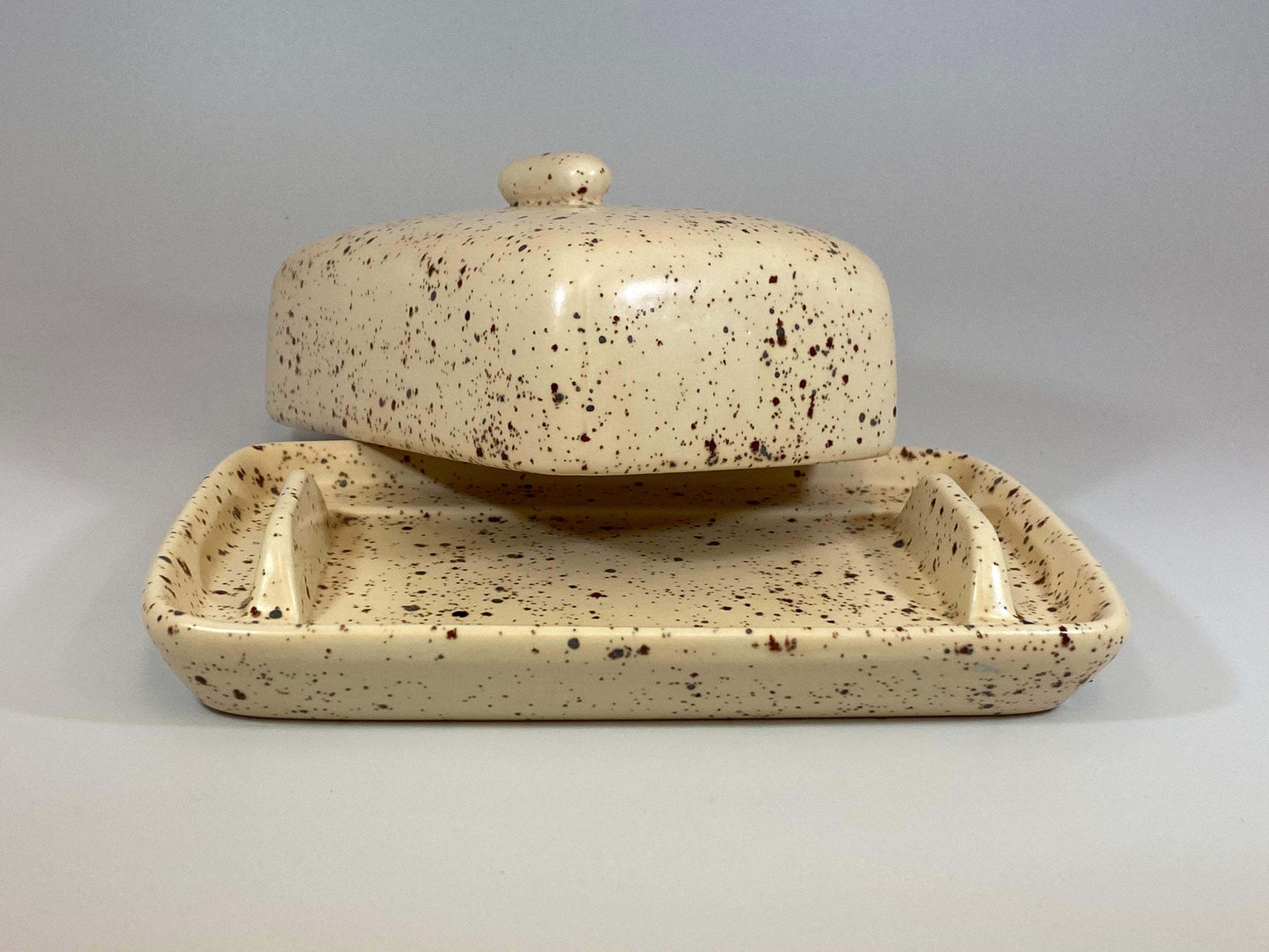 Handmade Butter Dish, Butter Keeper - Speckled Honey Glaze - PeterBowenArt