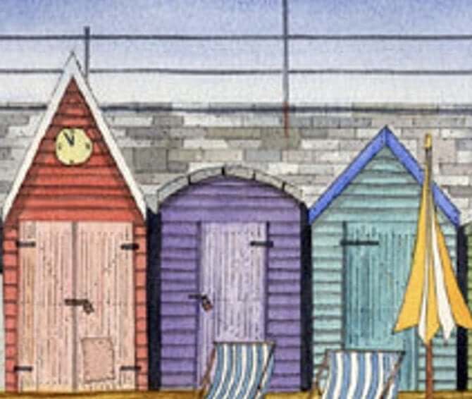 Art Print Beach Huts No.1 - PeterBowenArt