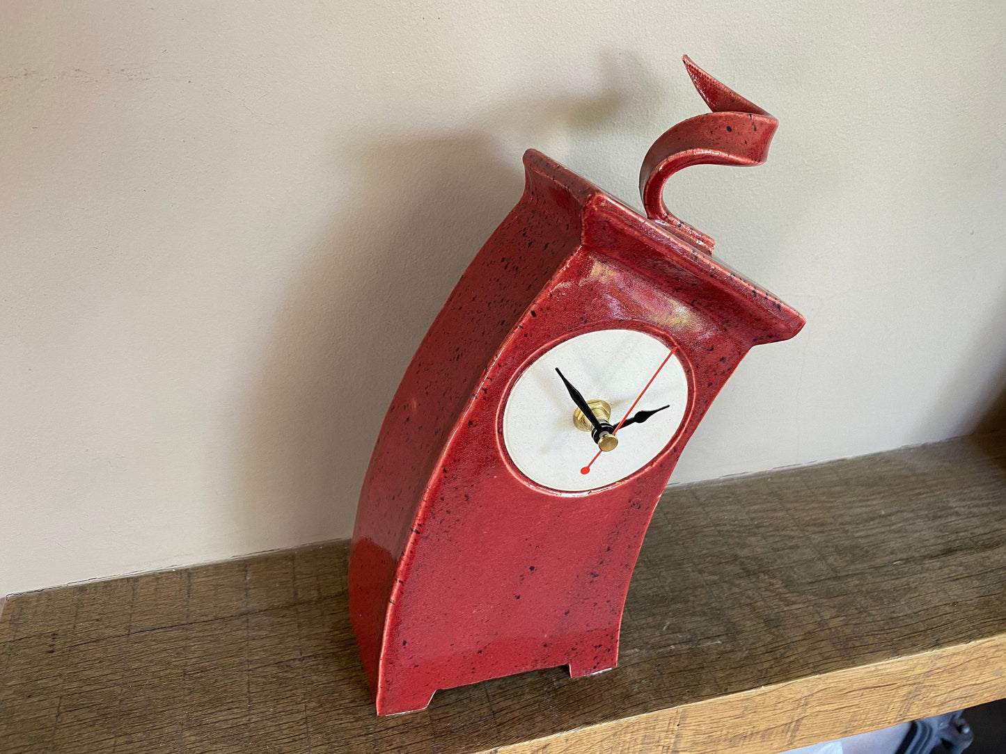 Table Clock, Red Clock, Shelf Clock, Mantle Clock - PeterBowenArt
