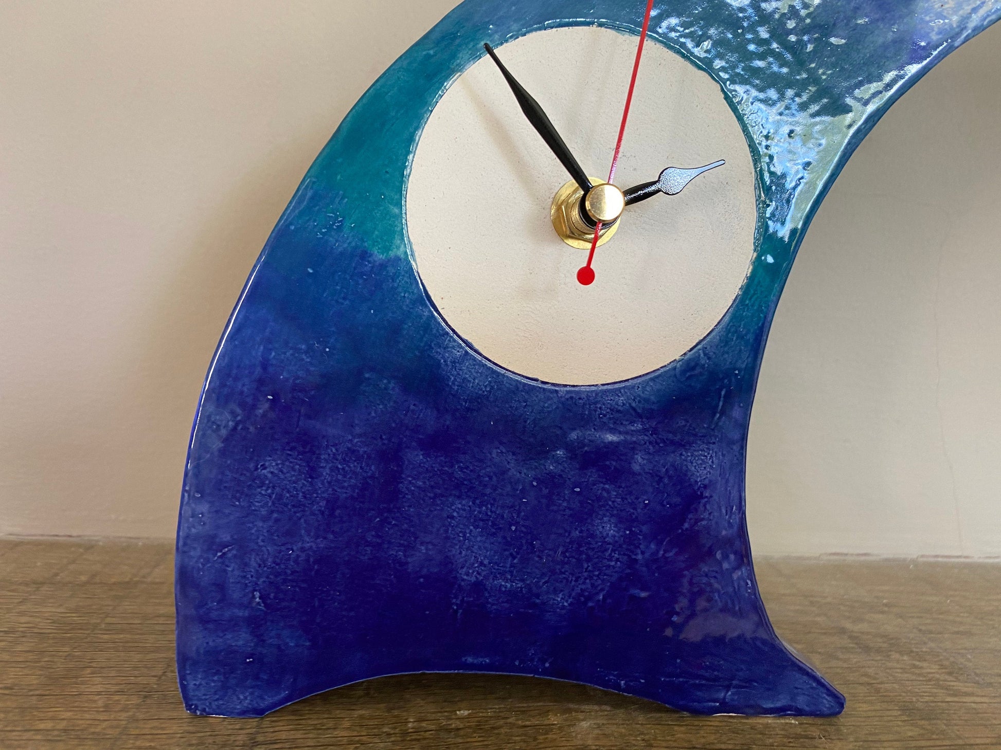Tabletop Clock, Wave Handmade Ceramic Design
