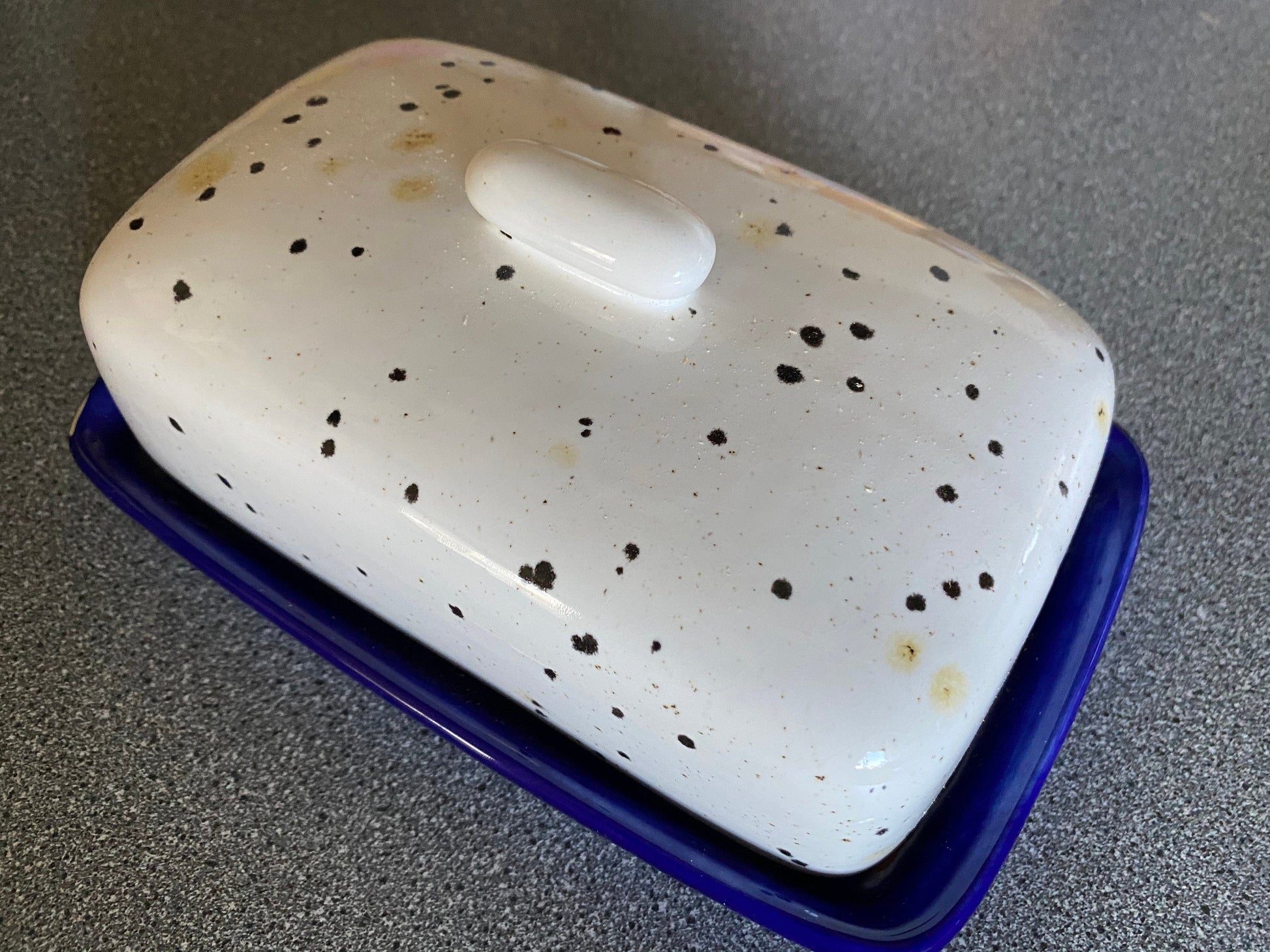 Handmade Butter Dish with Confetti Glaze - PeterBowenArt