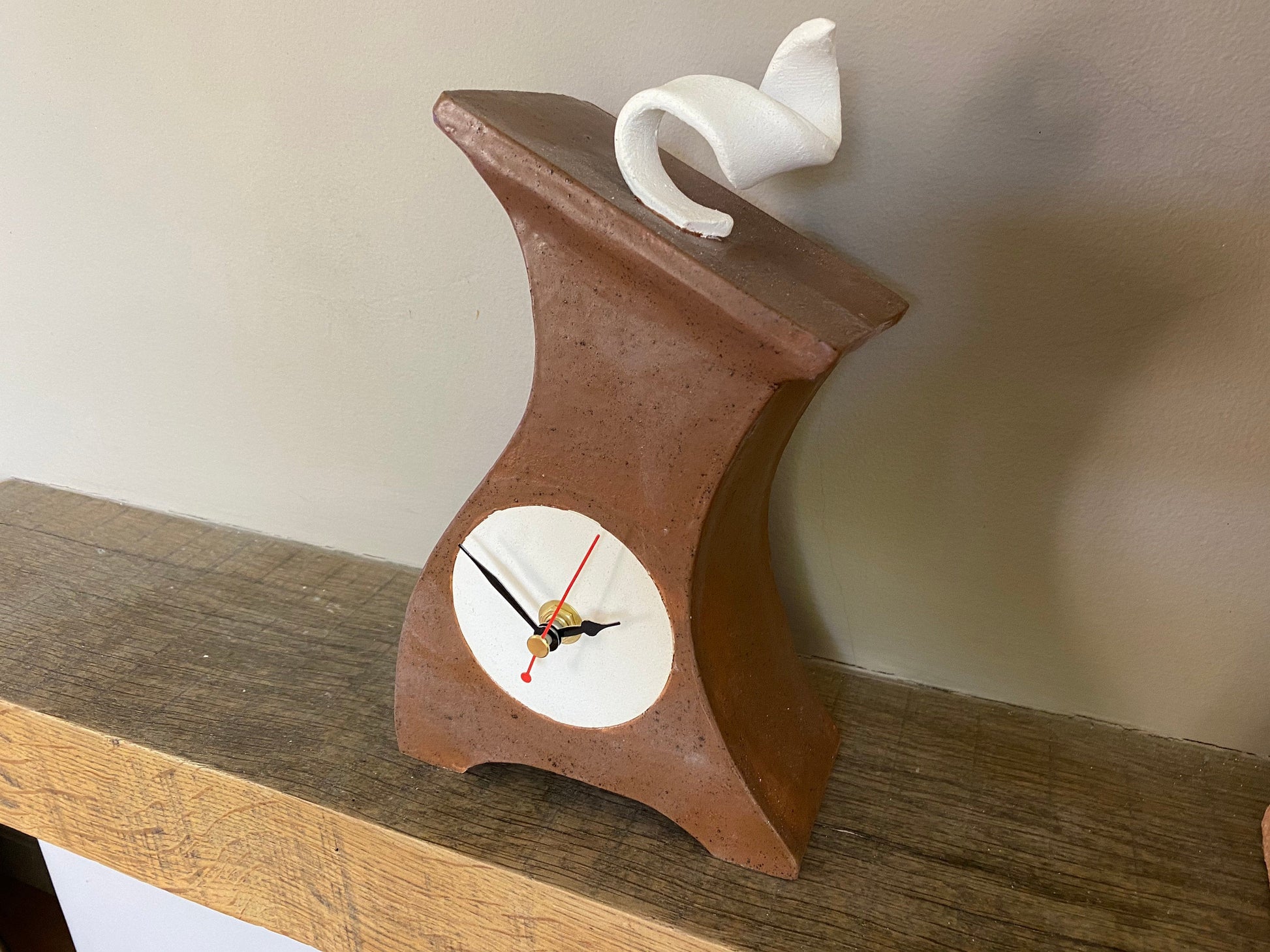 Clocks, Mantel Clock, Handmade Pottery Clock, Mantel Clock, desktop clock, Bedside Table clock, Retro Decor Clock - PeterBowenArt