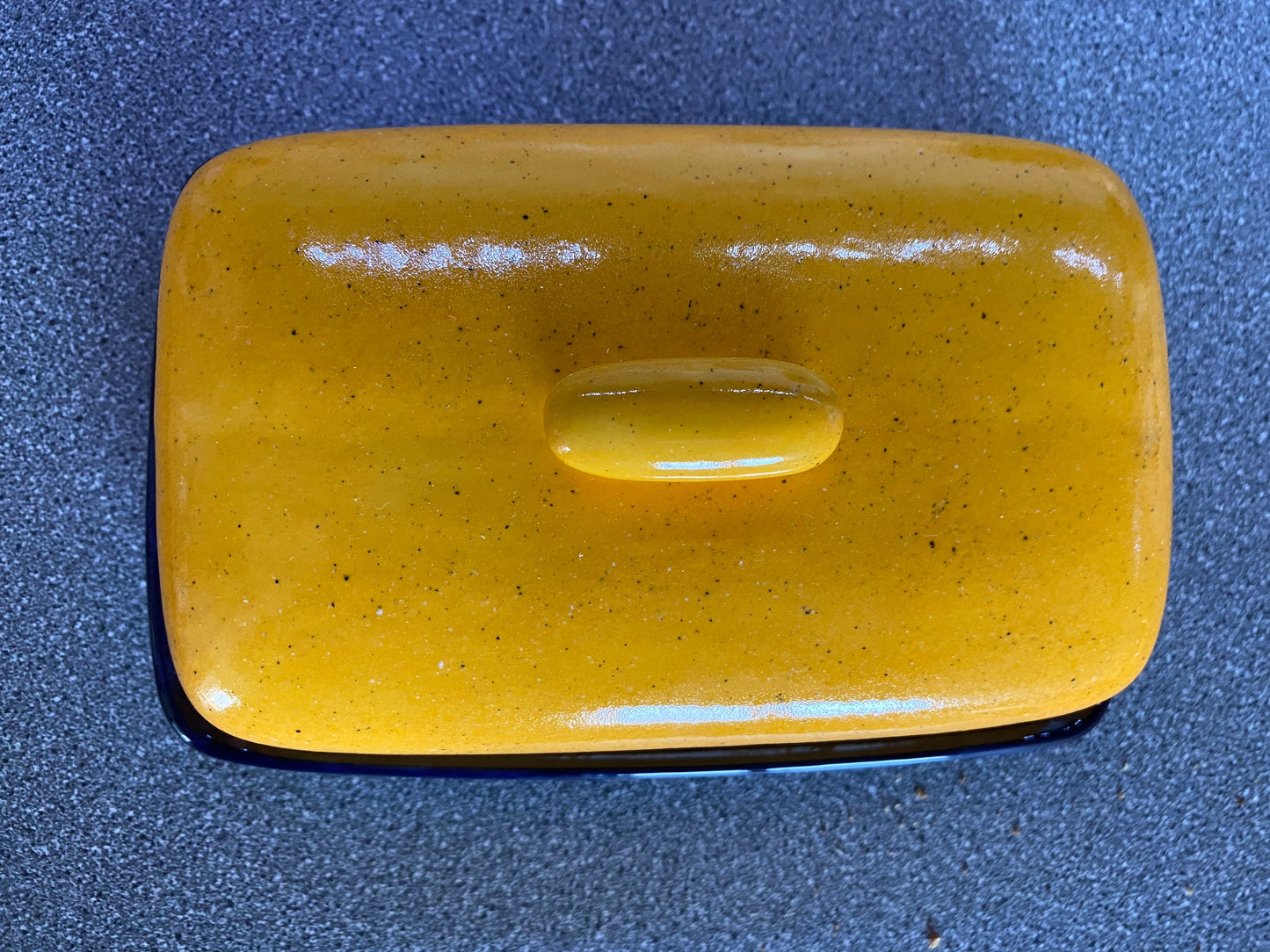 Ceramic Butter Dish with Yellow Lid and Jet Black Glossy Dish - PeterBowenArt