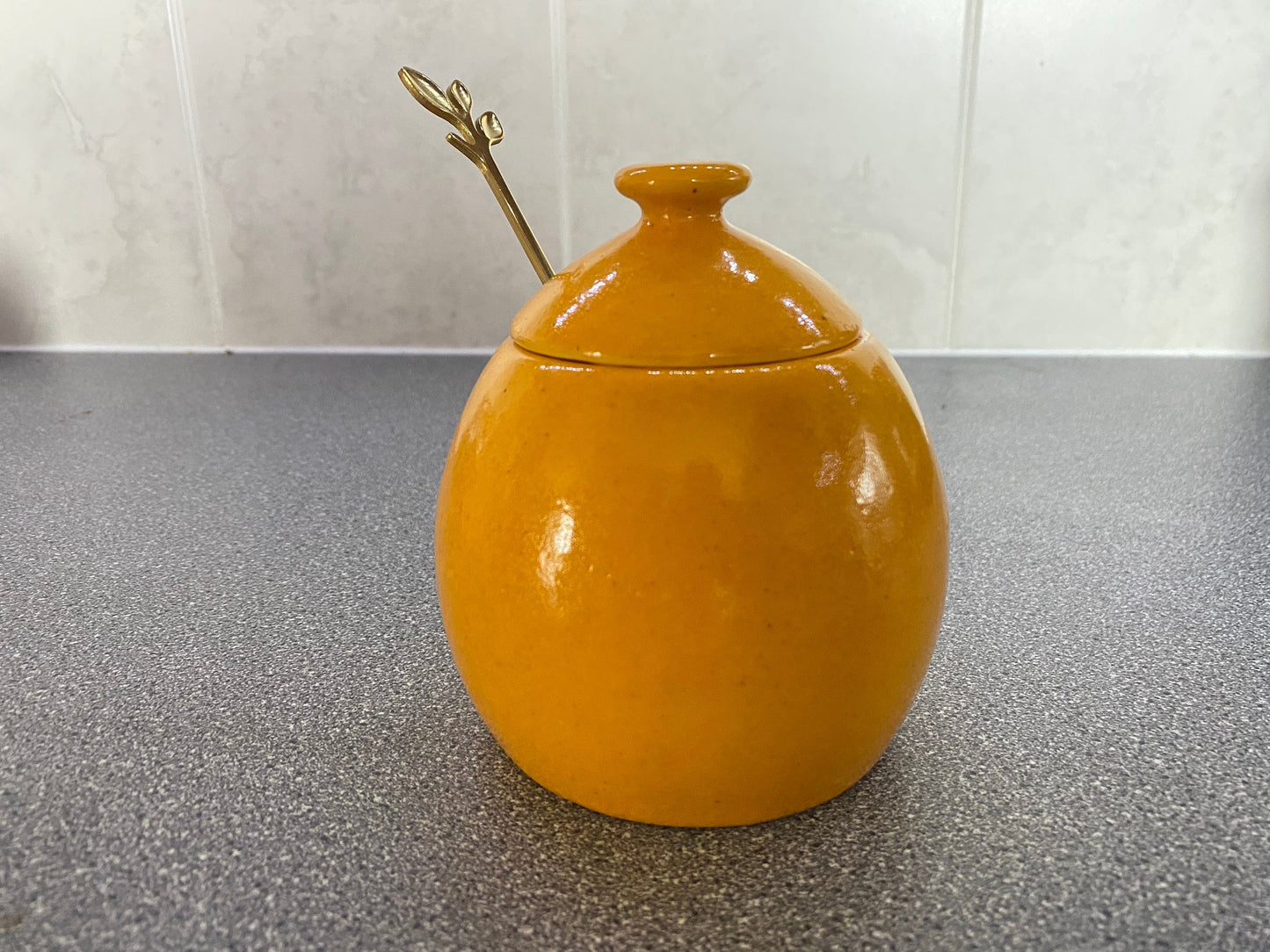 Butter Dish, Sugar Bowl and Cream Jug Set - Speckled Yellow - PeterBowenArt