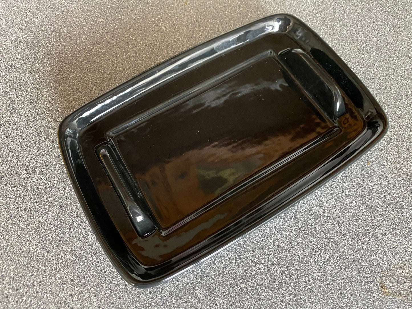 Ceramic Butter Dish with Yellow Lid and Jet Black Glossy Dish - PeterBowenArt