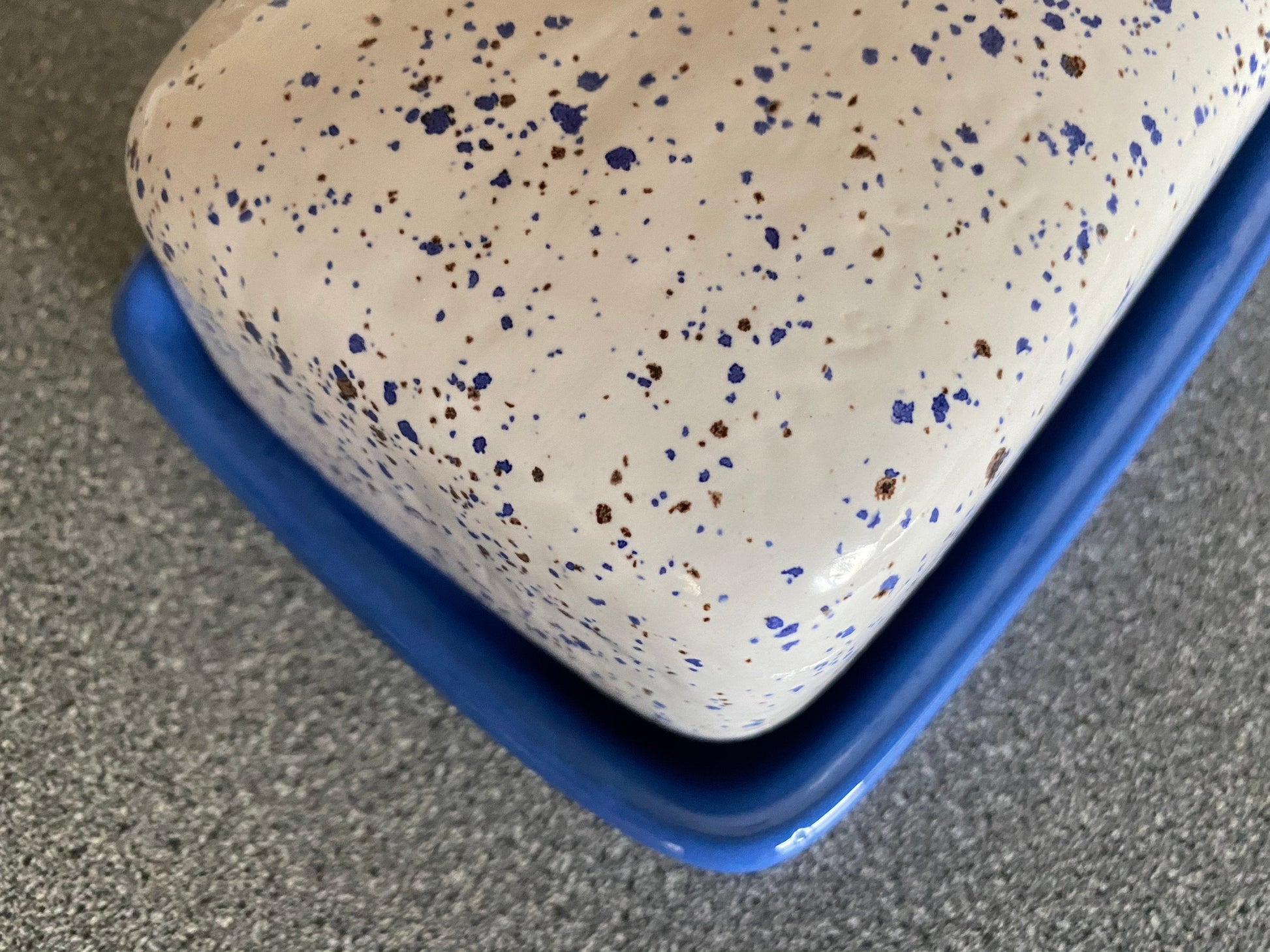 Butter Dish, Speckled Blue with Airforce Blue Dish - PeterBowenArt