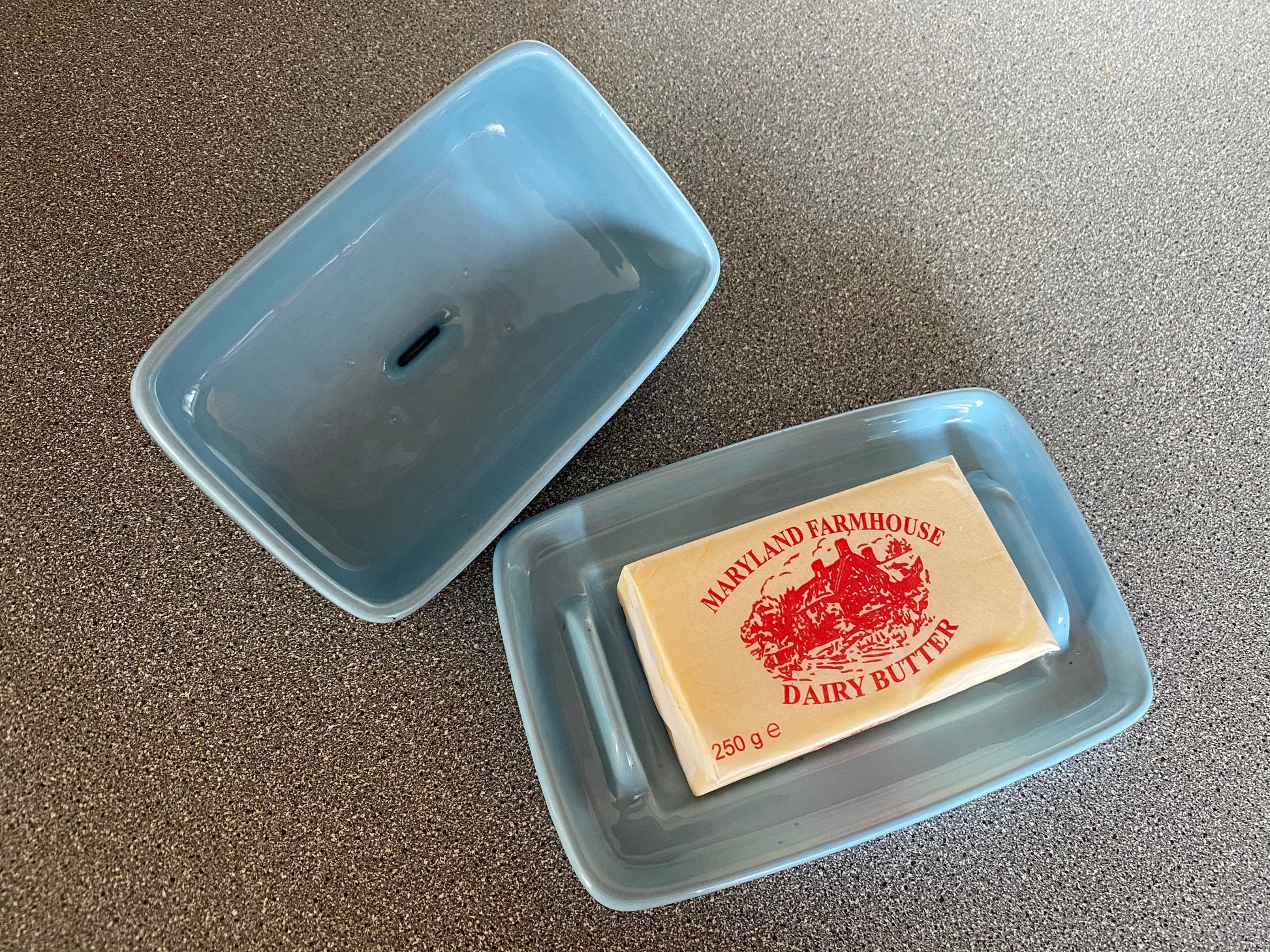 Butter Dish and Sugar Bowl Set - Powder Blue Glaze - PeterBowenArt