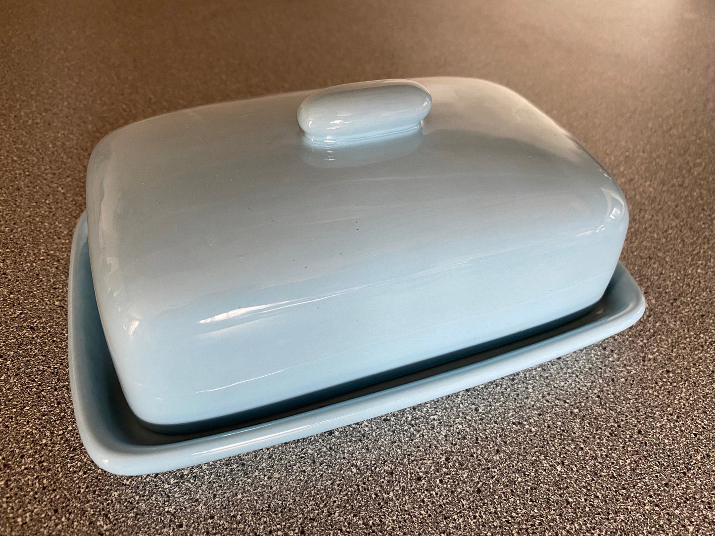 Pottery Butter Dish with Powder Blue Glaze - PeterBowenArt