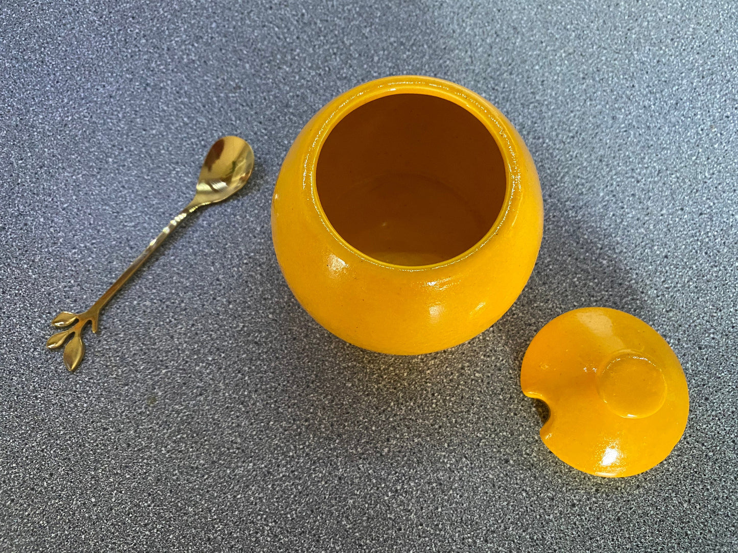 Butter Dish, Sugar Bowl and Cream Jug Set - Speckled Yellow - PeterBowenArt