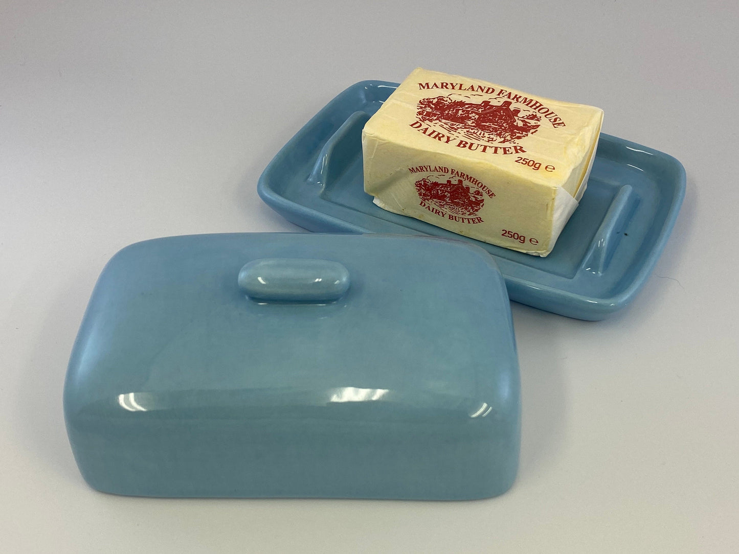 Butter Dish, Sugar Bowl and Cream Jug Set - Powder Blue - PeterBowenArt