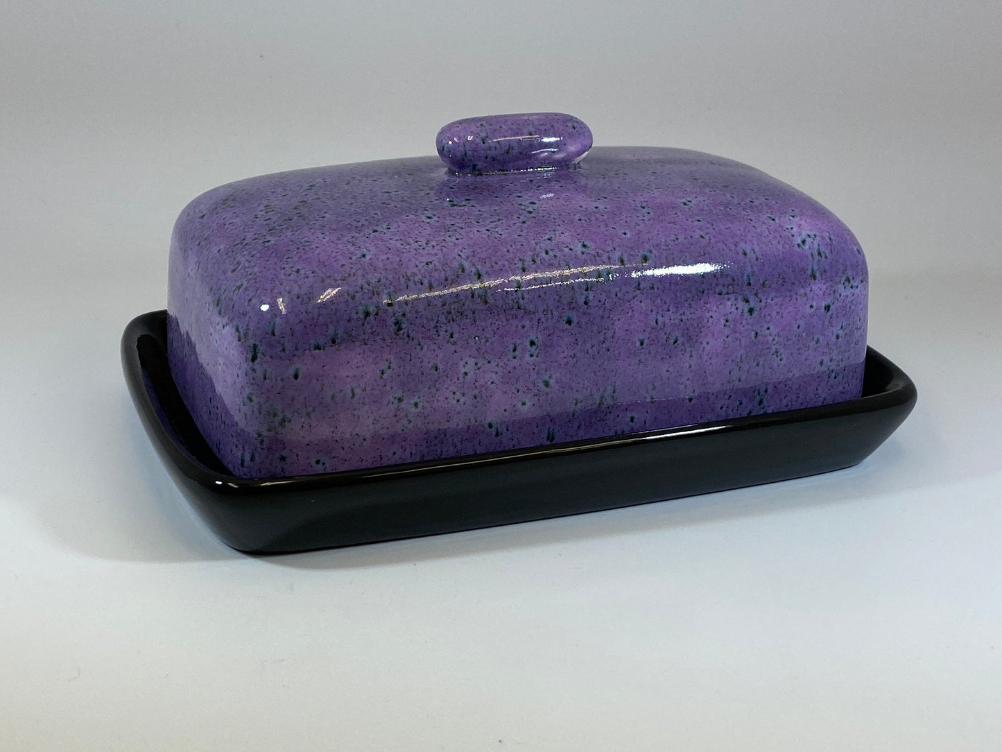 Butter Dish with Purple Speckle Lid - PeterBowenArt