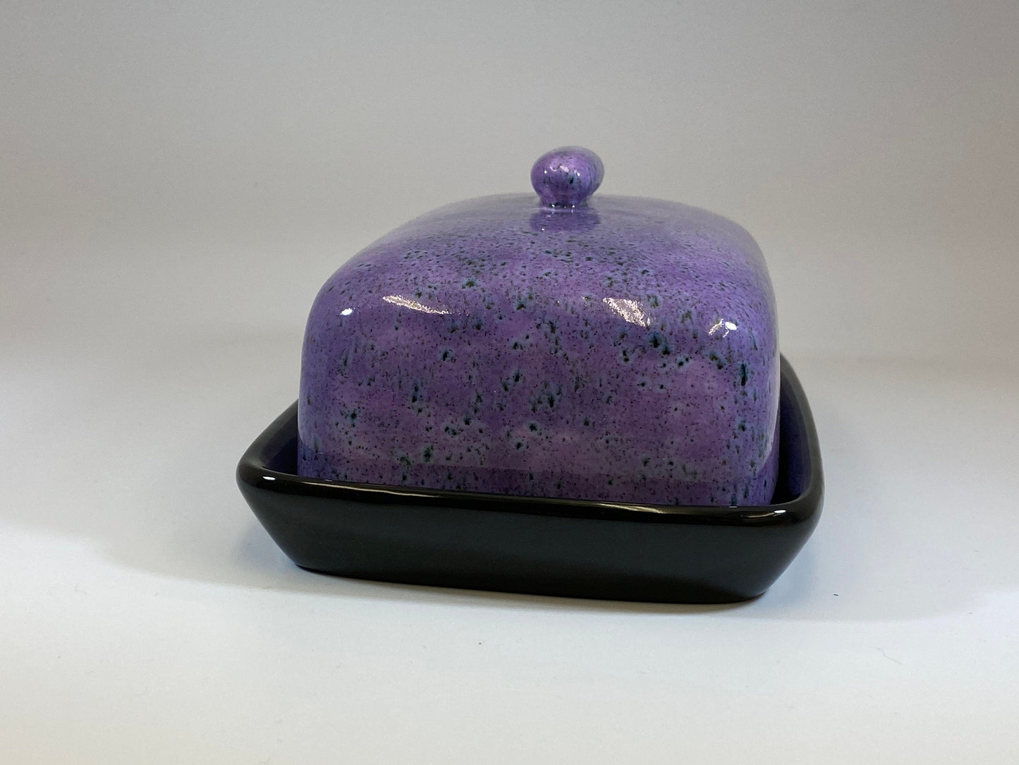 Butter Dish with Purple Speckle Lid - PeterBowenArt