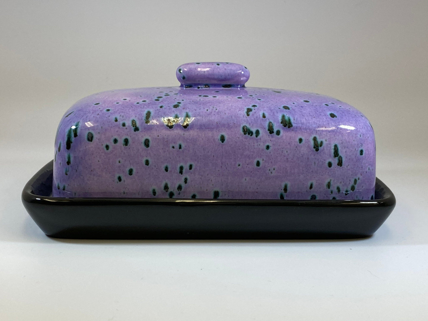 Butter Dish with Purple Speckle Lid - PeterBowenArt