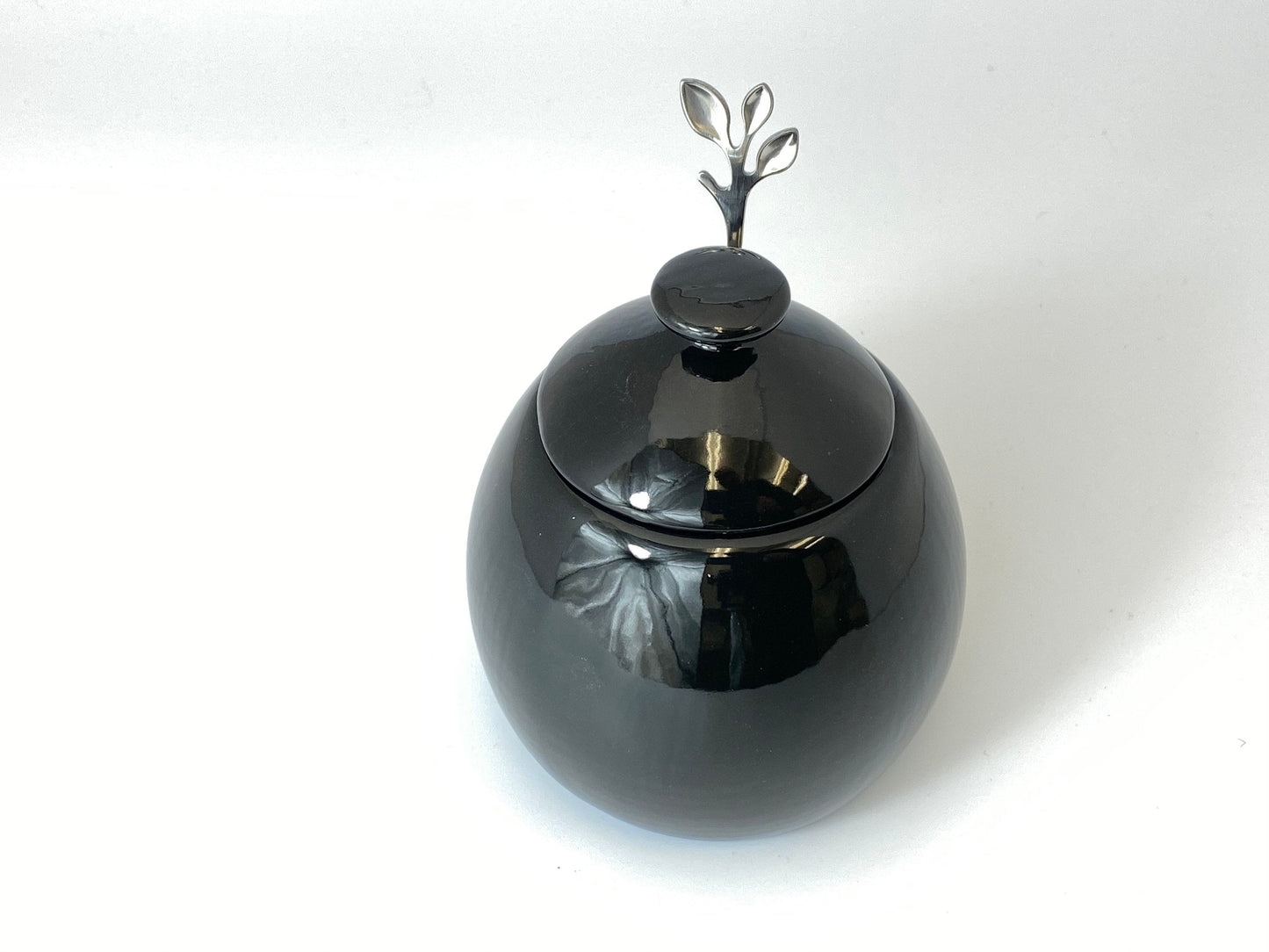 Sugar Bowl Jet Black Glaze - PeterBowenArt