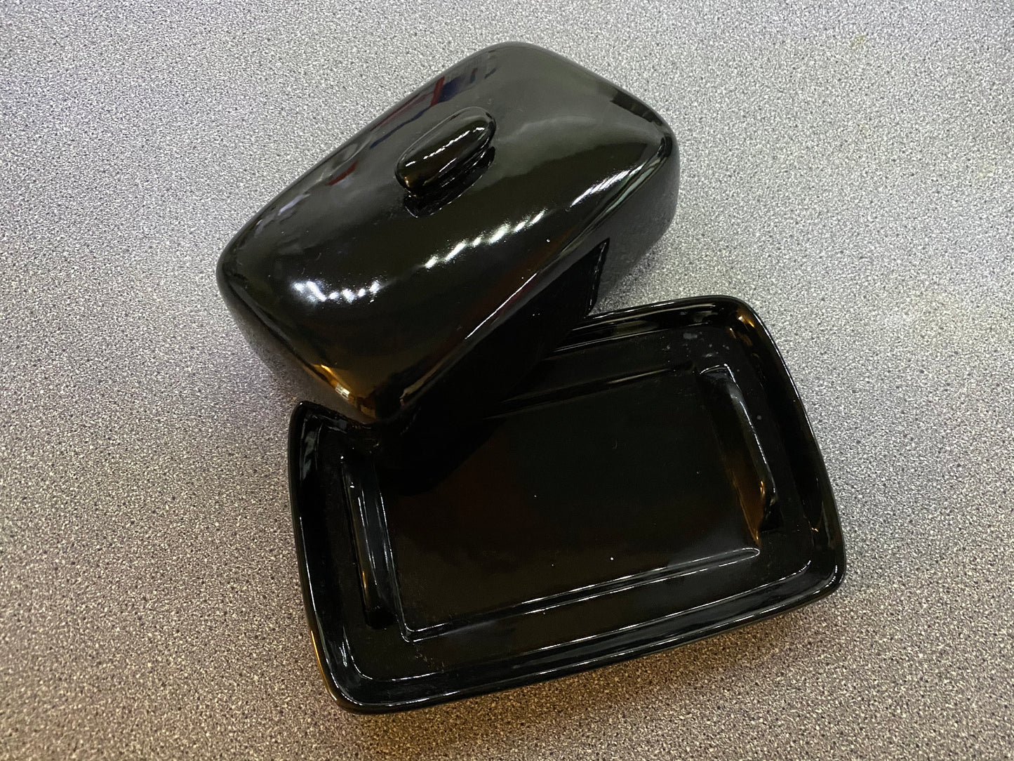 Handmade Butter Dish Jet Black Glaze