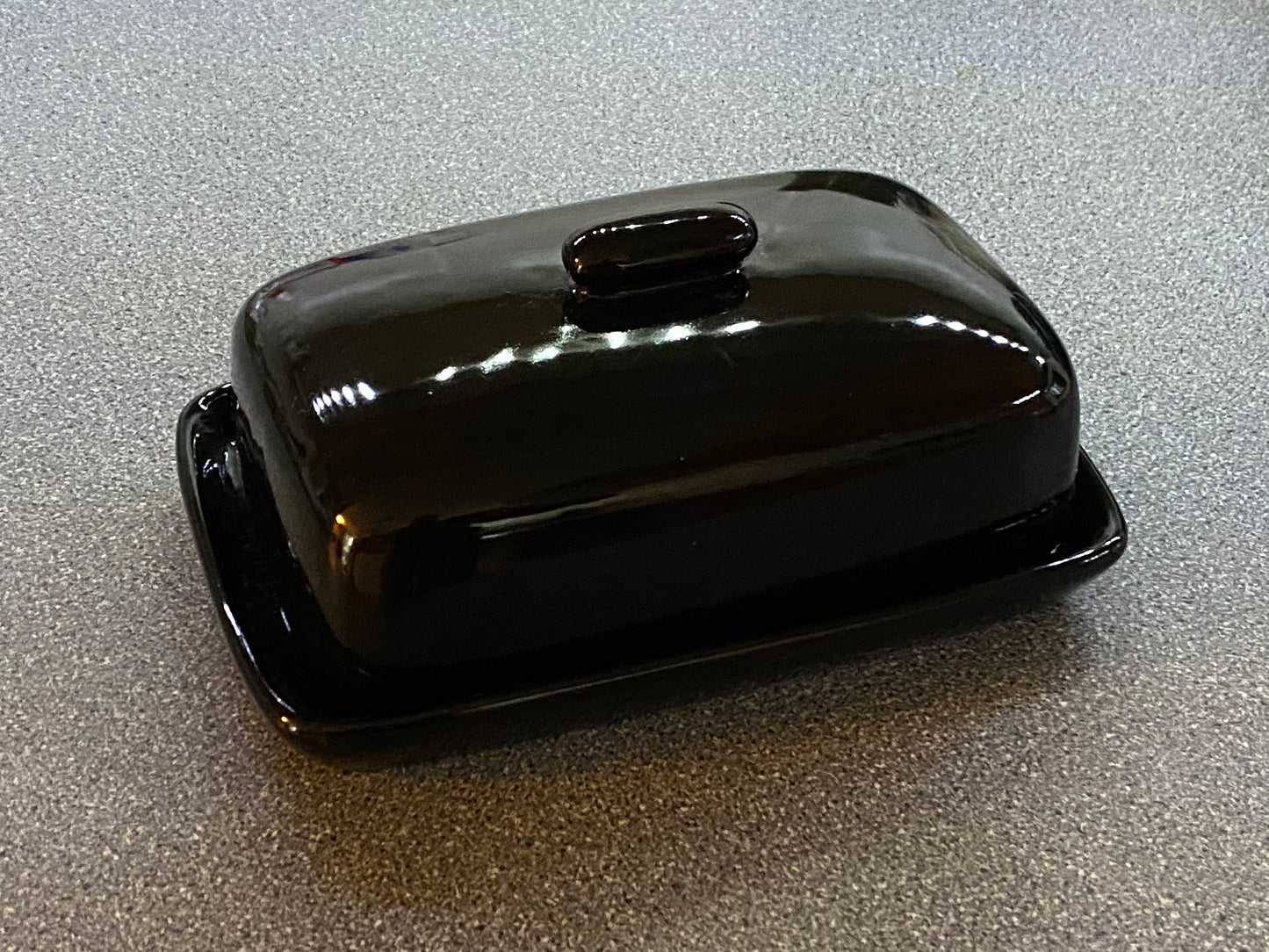 Handmade Butter Dish Jet Black Glaze