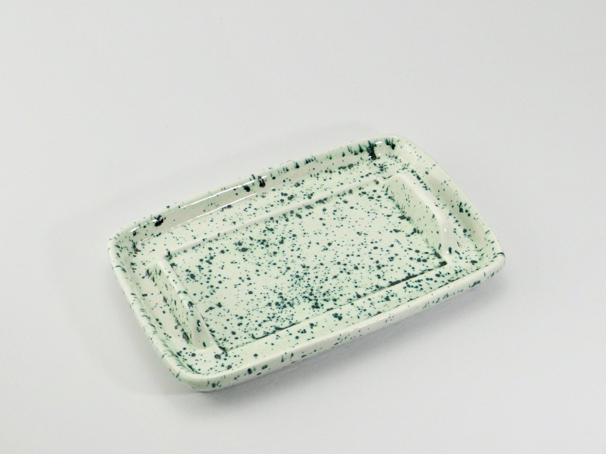 Butter Dish, Speckled Green Glaze