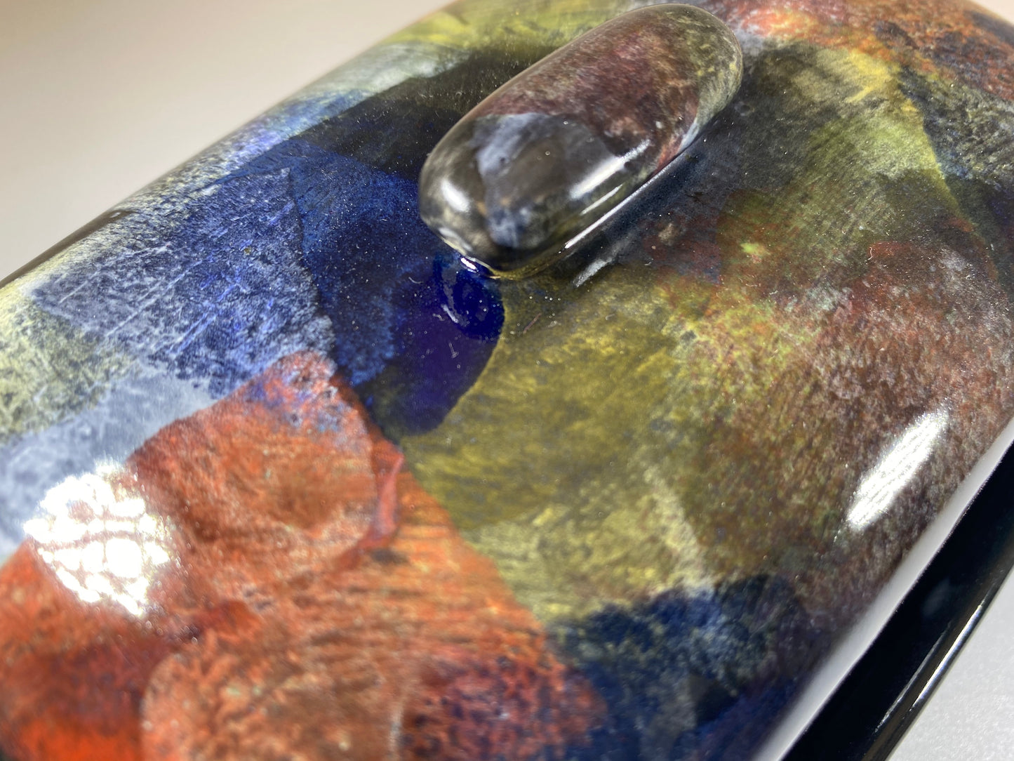 Butter Dish with Abstract Glaze Design - PeterBowenArt
